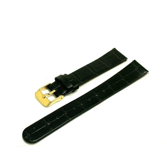 Invicta Women's Watch Replacement Band Black Leather 16mm Lug Gold Steel Clasp - Picture 4 of 5